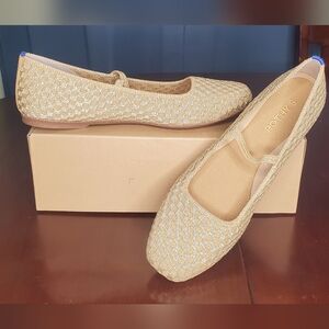 ROTHY'S THE MAX SQUARE MARY JANE IN GOLDEN SUN BASKETWEAVE